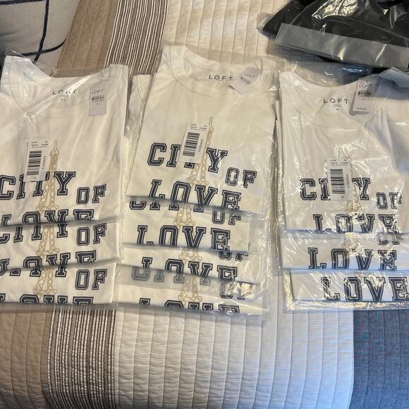 NWT LOFT White Paris City Of Love Relaxed Crew Tee - Picture 9 of 10